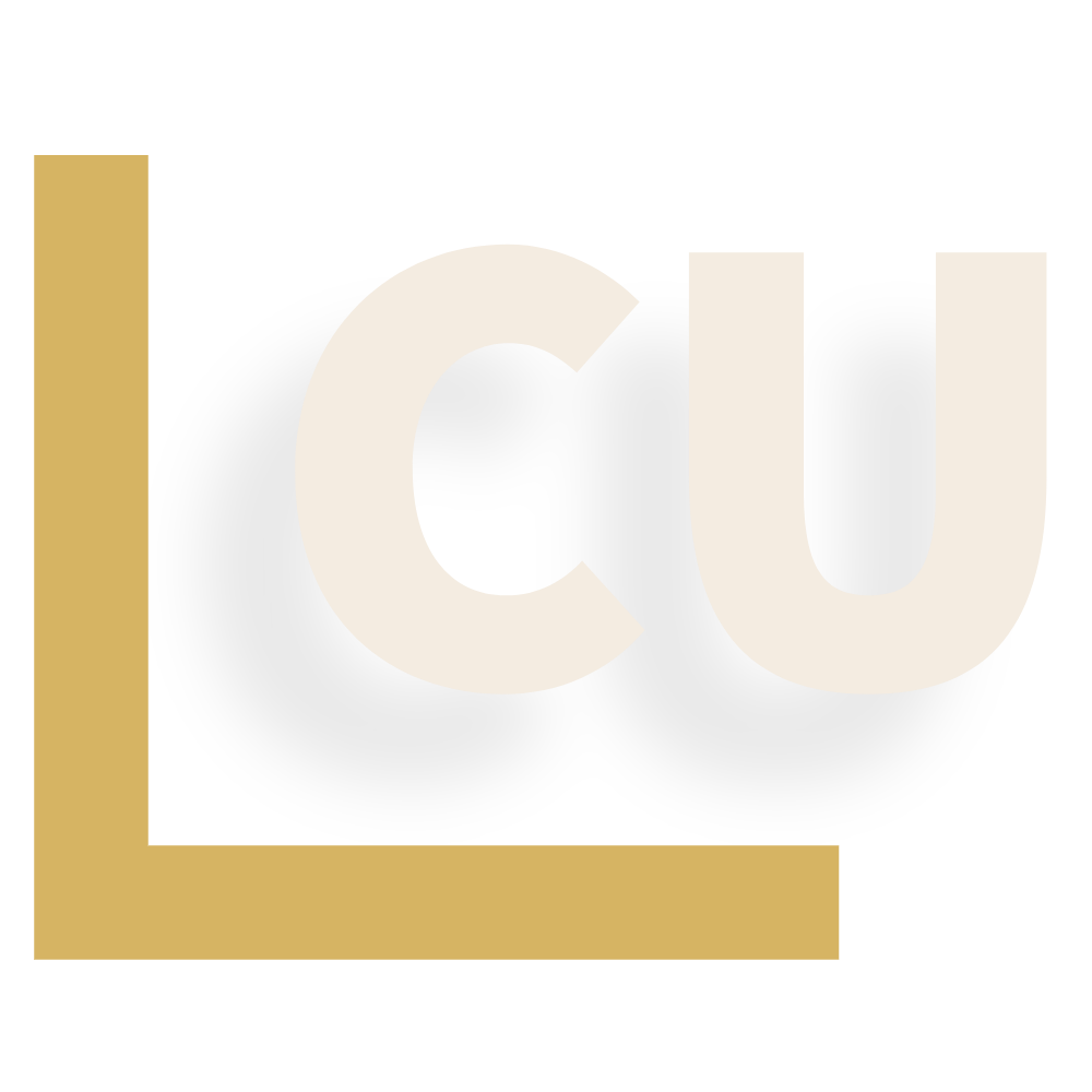 Golden corner line with the letters "CU" next to it.